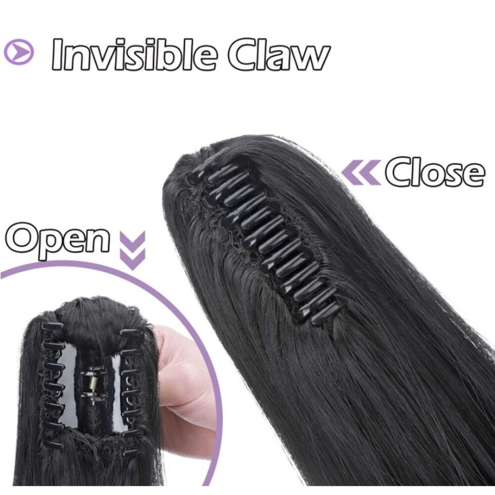 Light Brown Pony Tail Hair Claw Hair Extension Piece 22” - Picture 6 of 7